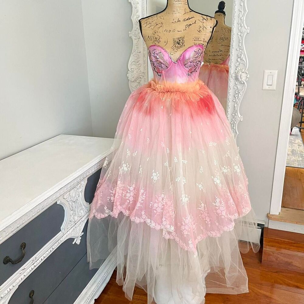 New York Couture OOAK Studded Reworked Victorian Wedding Party Dress